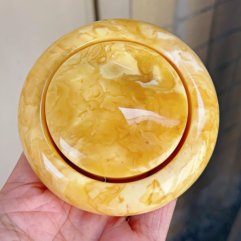 正品天然俄料蜜蜡精品满蜡白花59mm手镯女款时尚百搭收藏珠宝饰品