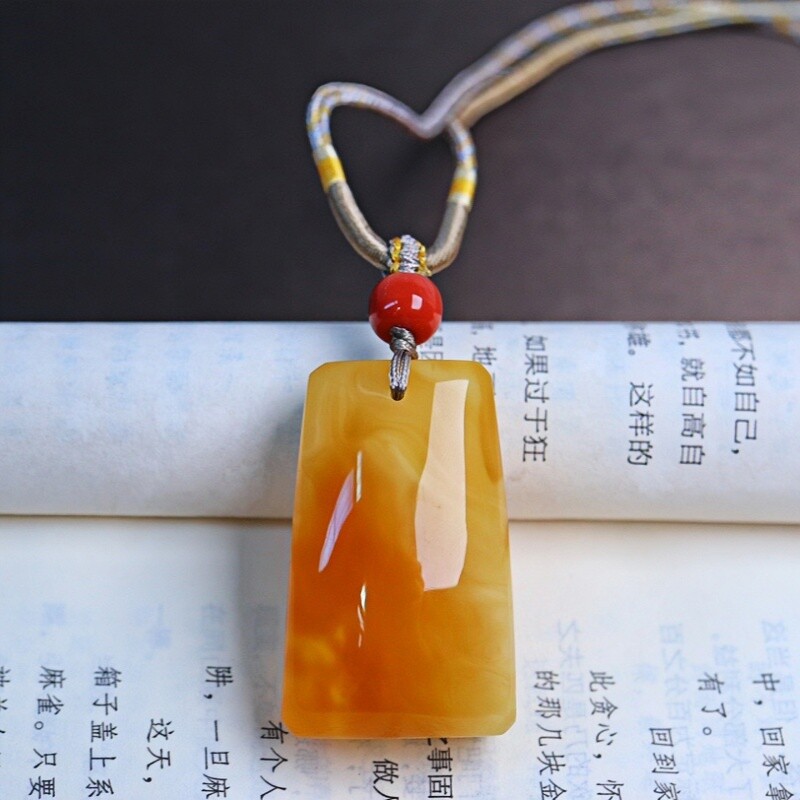 正品天然俄料原矿妖花糖色蜜蜡 无事牌 牌子吊坠文玩百搭珠宝饰品