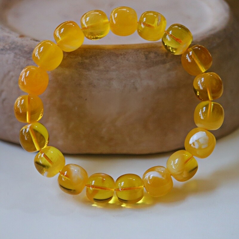 正品天然俄料精美金绞蜜溶洞蜜蜡 12mm 老型手串文玩时尚珠宝饰品