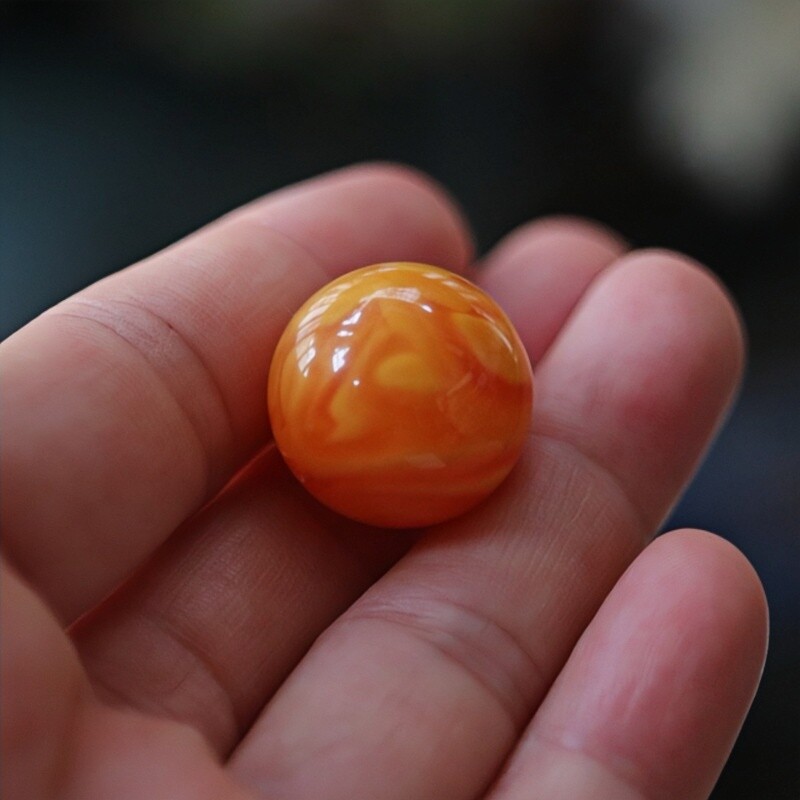 正品天然俄料原矿妖花老蜡蜜蜡20mm圆珠单珠文玩百搭散珠珠宝饰品
