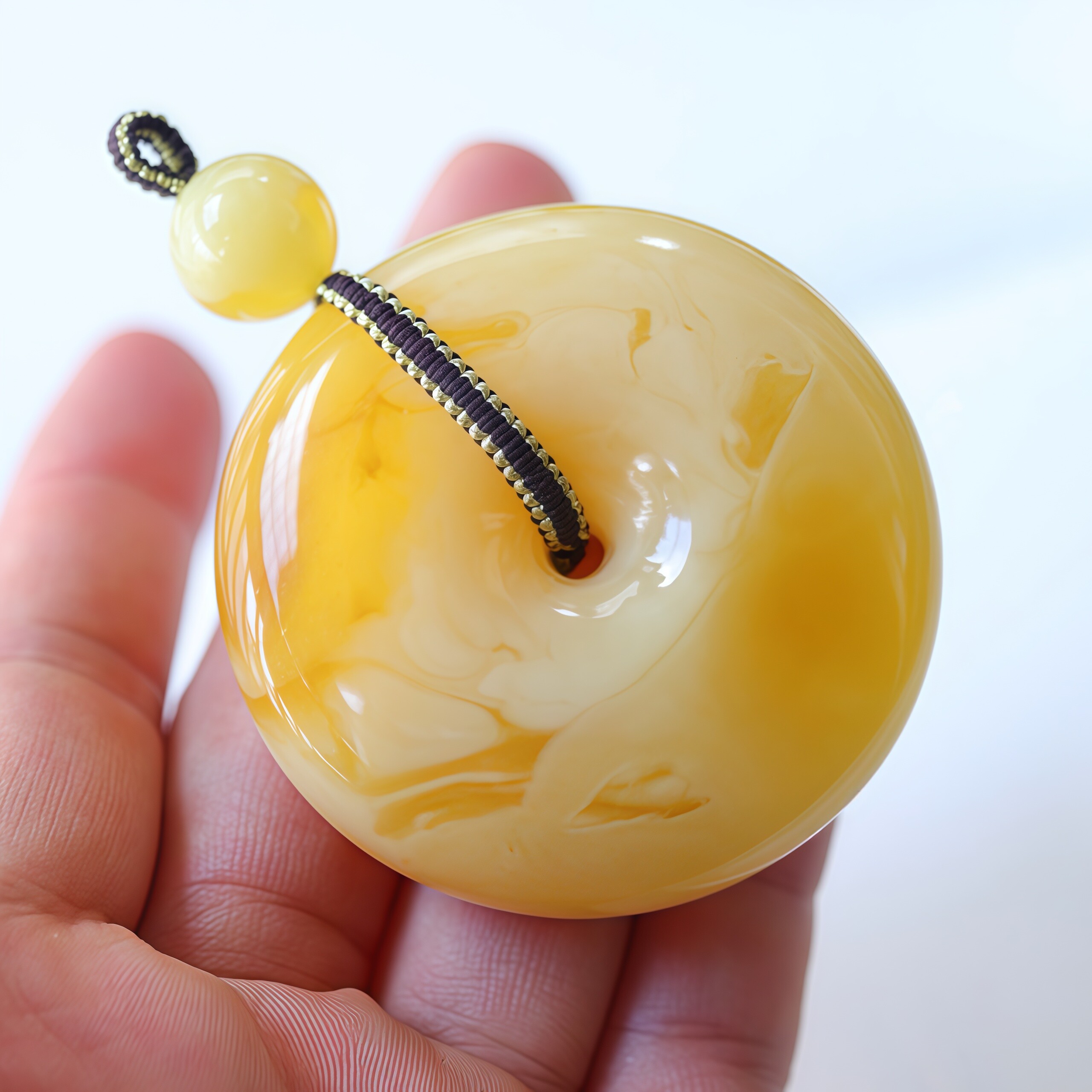正品天然俄料蜜蜡平安扣吊坠鸡油黄蜜蜡项链挂件文玩收藏珠宝饰品