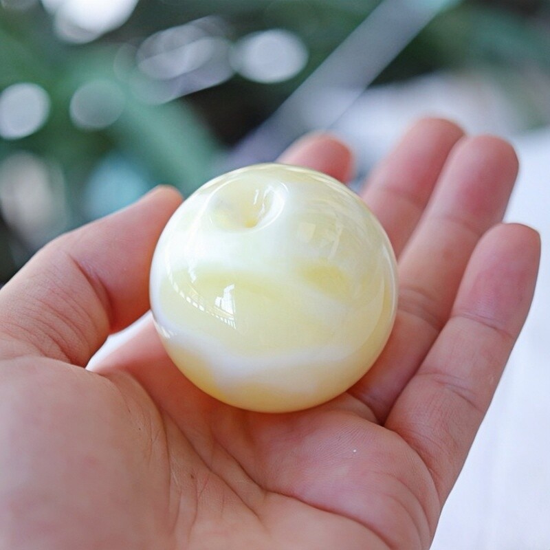 正品天然俄料蜜蜡高品质白花蜡苹果珠吊坠挂件文玩收藏珠宝饰品