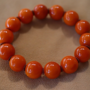 正品 天然俄料高品质满蜡老红花蜡16.5mm圆珠手串文玩收藏珠宝饰品