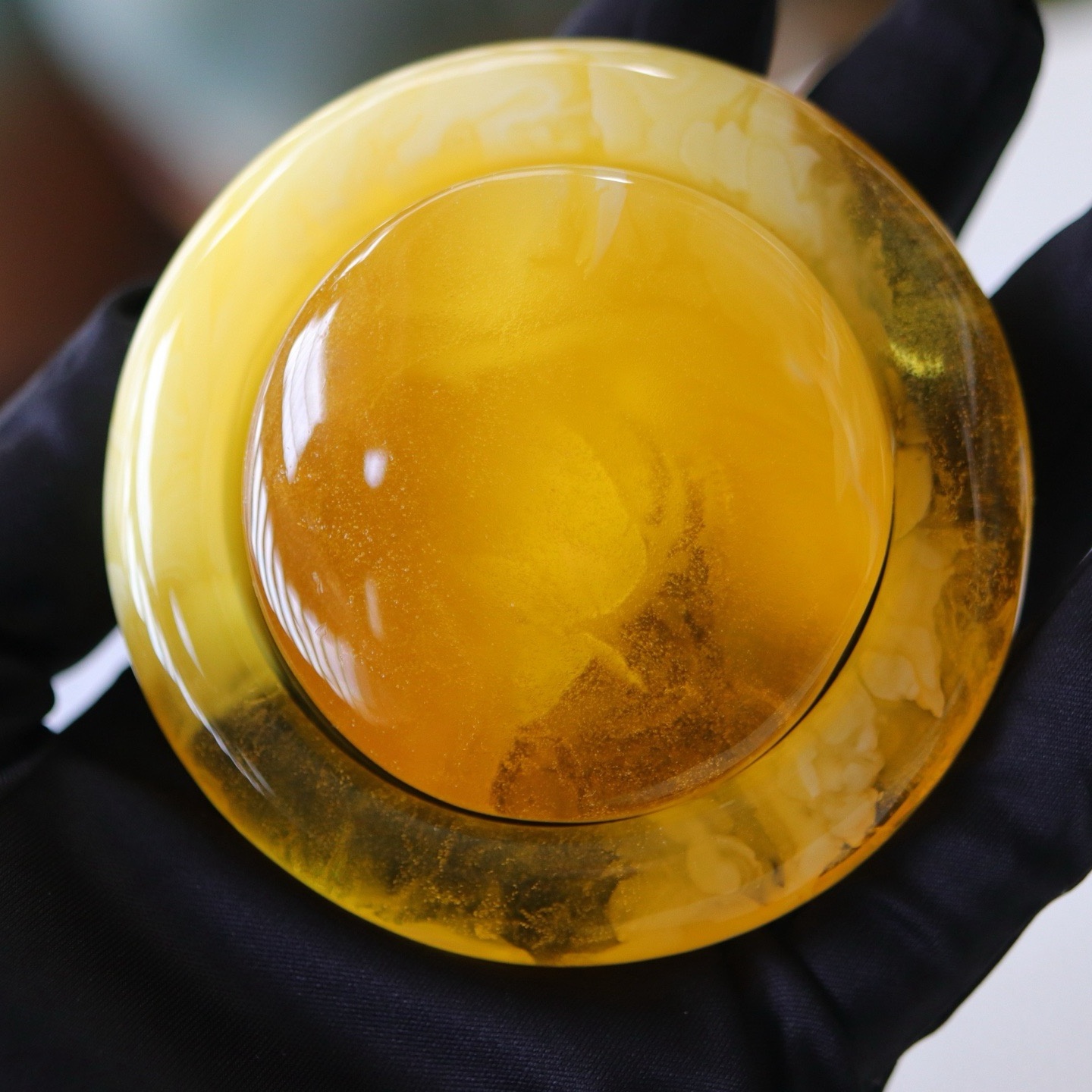 正品天然俄料高品质金沙蜜蜜蜡圈口58.2mm手镯文玩收藏珠宝饰品