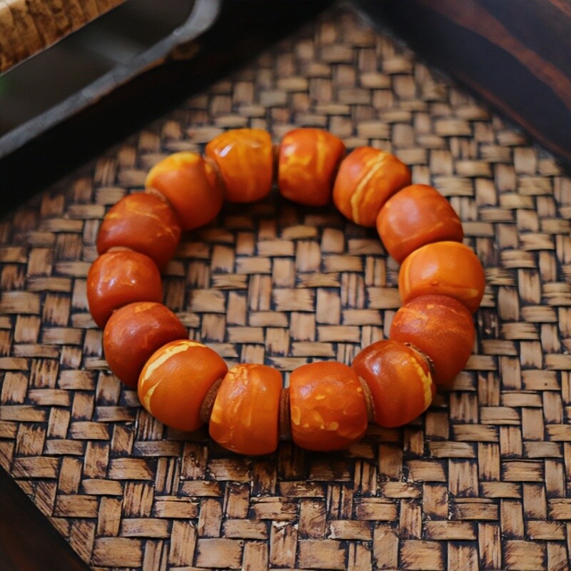 正品天然俄料精品满蜡老蜡蜜蜡20mm老型手串男款时尚文玩珠宝饰品