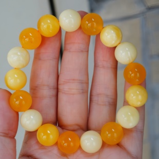 正品 手串文玩珠宝饰品 天然俄料精品焦皮料多宝蜜蜡12mm圆珠女款