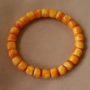 正品 天然俄料高品质满蜡老花蜡蜜蜡8mm直切手串文玩收藏珠宝饰品