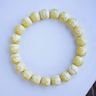 正品 天然俄料蜜蜡精品焦皮浓蜡虎皮花10mm老型手串文玩珠宝饰品