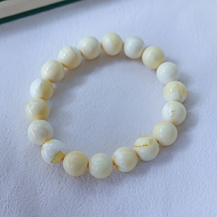 正品 天然俄料蜜蜡高品质满蜡白蜡11.5mm圆珠手串文玩收藏珠宝饰品