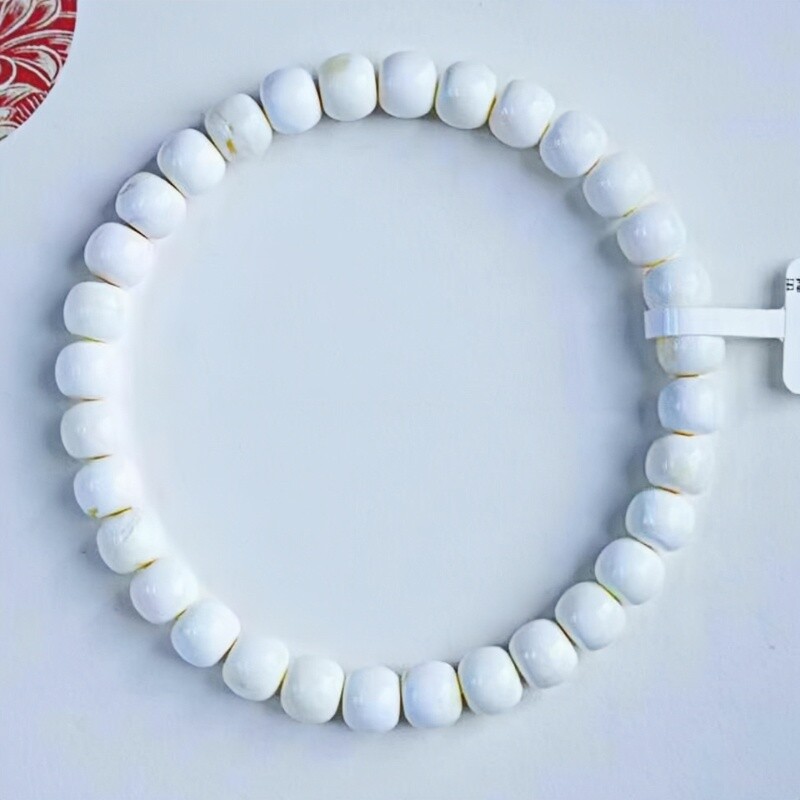 正品天然俄料顶货瓷白蜡蜜蜡7.5mm老型手串女款文玩收藏珠宝饰品