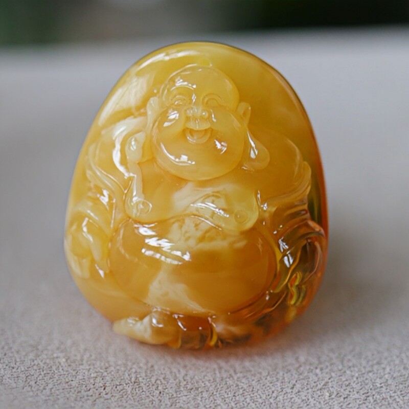 正品天然俄料蜜蜡高品质 弥勒佛笑佛吊坠挂件文玩收藏珠宝饰品