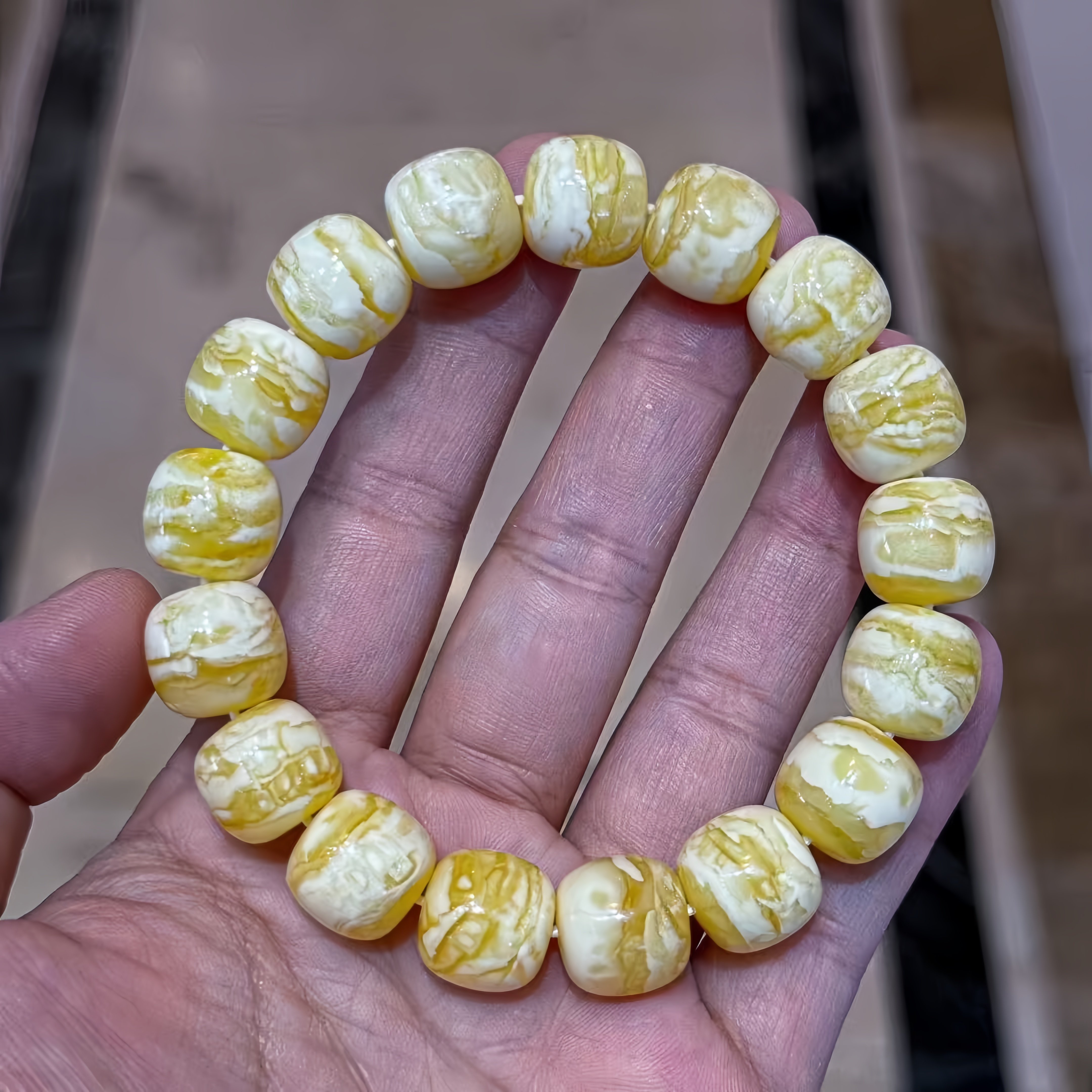 正品天然俄料精品同料虎皮纹蜜蜡13mm老型手串文玩收藏珠宝饰品