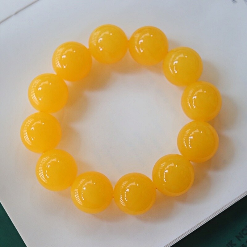 正品天然乌料蜜蜡高品质鸡油黄20mm手串男款霸气文玩收藏珠宝饰品