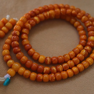 正品 天然俄料精品老红花蜡蜜蜡6.7mm老型108颗念珠文玩珠宝饰品