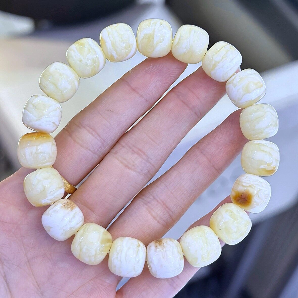 正品天然俄料精美同料虎皮纹千层雪蜜蜡12mm老型手串文玩珠宝饰品