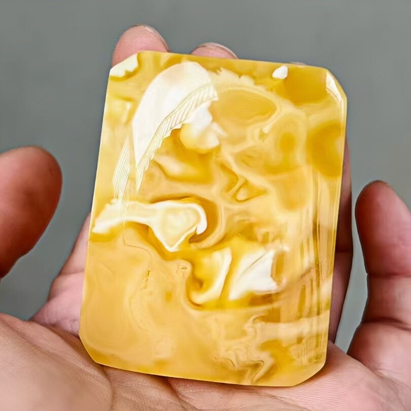 正品天然俄料精品焦皮橘白花妖花无事牌吊坠文玩收藏孤品珠宝饰品
