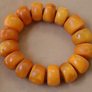 正品 文玩收藏珠宝饰品 天然俄料橘黄蜡老蜡蜜蜡20mm老型手串男款