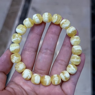 正品 天然俄料高品质同料虎皮纹蜜蜡10mm老型手链文玩收藏珠宝饰品