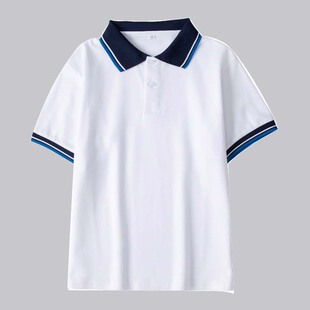 初中高中学生校服上衣翻领开学季夏季短袖男女班服团队服纯棉t恤