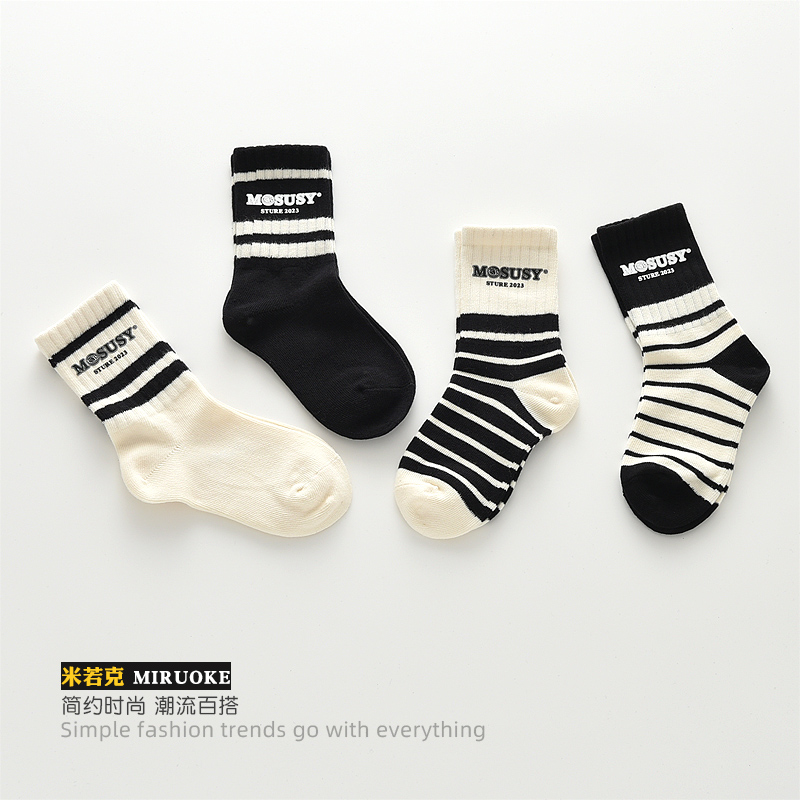 米若克潮流中筒袜秋冬无骨男童袜