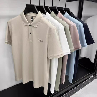 新款 丝光纯棉短袖 男士 polo衫 T恤翻领下摆开衩体恤 短袖 2025年夏季
