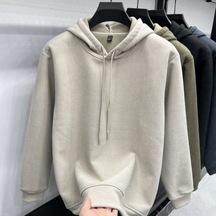 2025冬季加绒连帽不起球男士卫衣加厚带帽宽松外穿百搭青少年外套