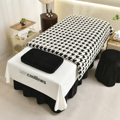 美容床罩四件套小香风高档黑色