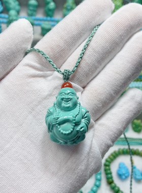 绿松石弥勒佛吊坠23.4乘29mm