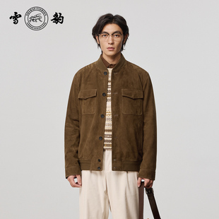 复古真皮皮衣男雪豹圆领皮夹克 25秋冬头层绵羊皮美式 专柜同款 新品