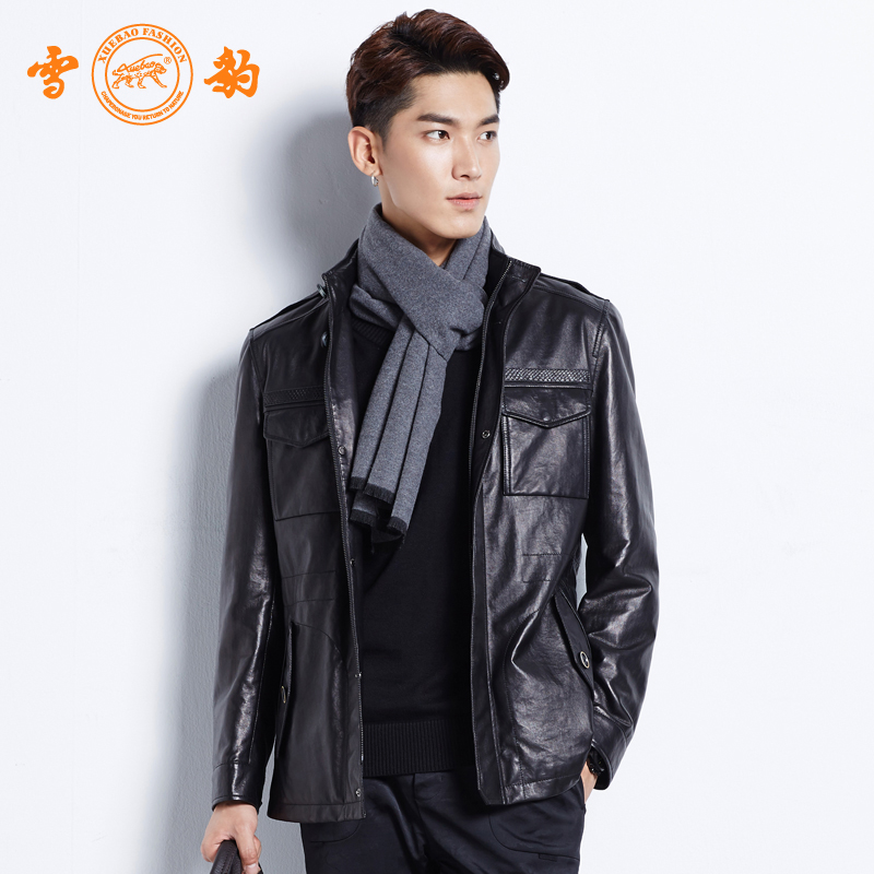 雪豹新品青年海宁绵羊皮春秋外套