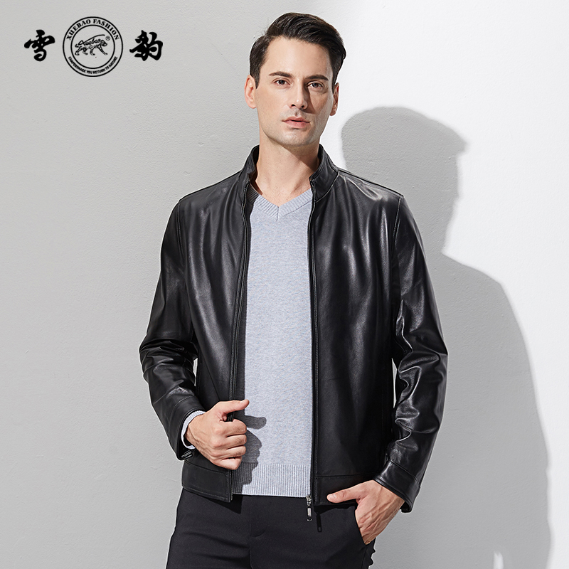 雪豹真皮皮衣海宁青年修身薄款