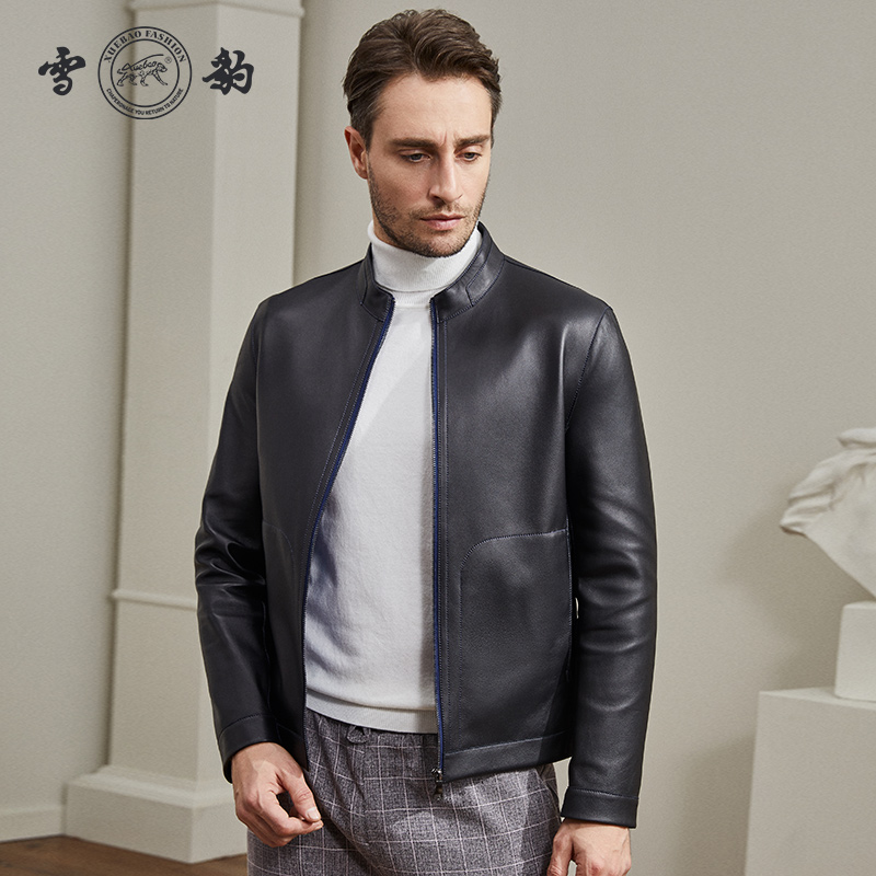 系列真皮皮衣雪豹立领