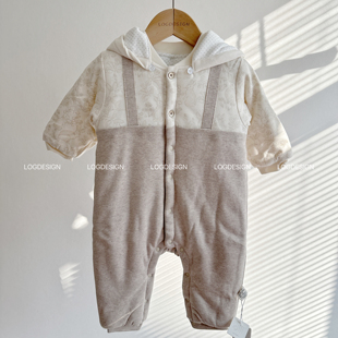 娃丽比冬季厚款婴儿男女宝宝长袖连体哈衣爬服外出服夹棉加厚280g