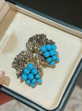 铜合金 复古宫廷风葡萄耳环 约3x2.5cm 8268