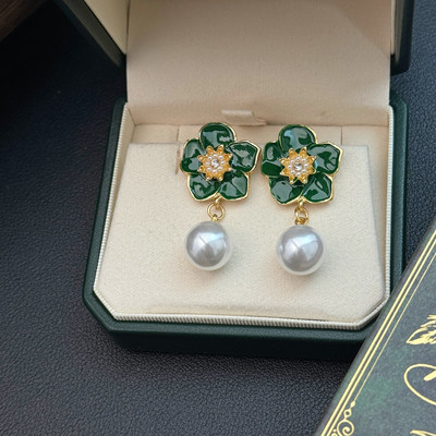 铜合金复古小花设计耳饰8165