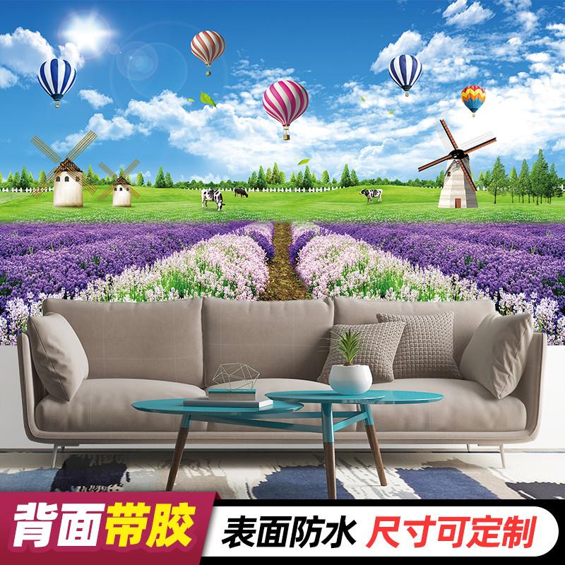 风景壁画山水画墙贴自然森林超大卧室客厅沙发背景墙装饰贴纸自粘