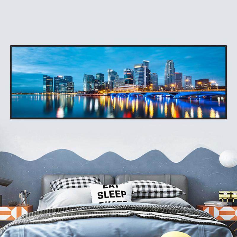建筑风景卧室床头装饰画壁画贴纸客厅背景墙横版3D立体墙壁贴画