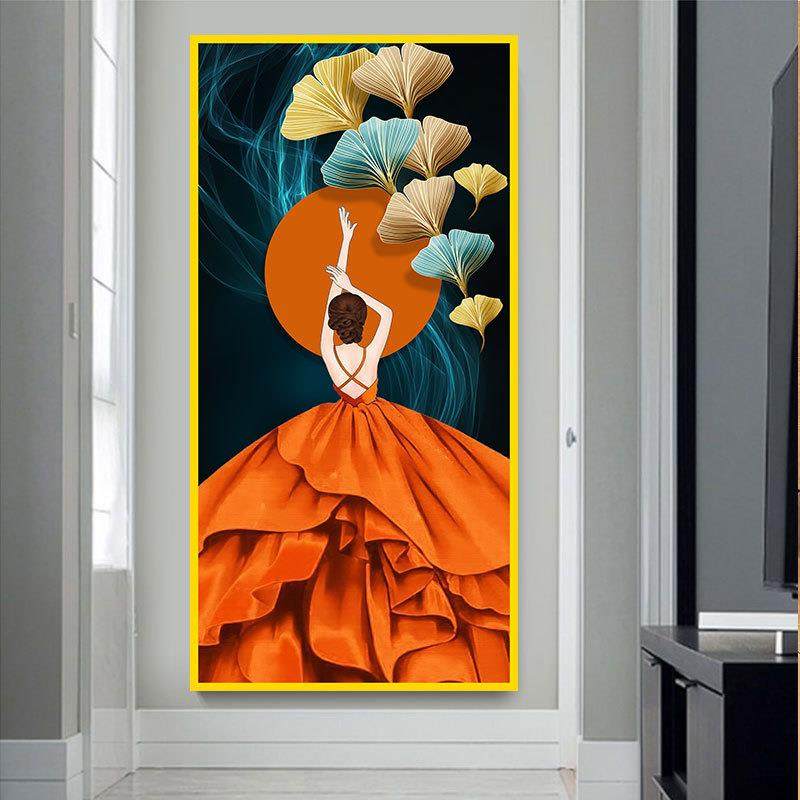 玄关贴画壁画现代入户走廊竖版过道自粘装饰画贴纸正对门玻璃墙贴