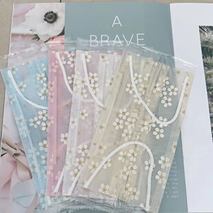 夏季一次性樱花印花网纱口罩成人薄款透气防飞沫独立包装时尚