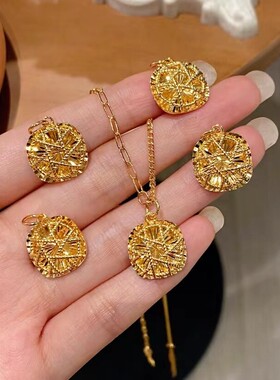 新中式国潮风cmc工艺爆闪蕾丝方块拉丝小方糖项链轻奢精致高级感