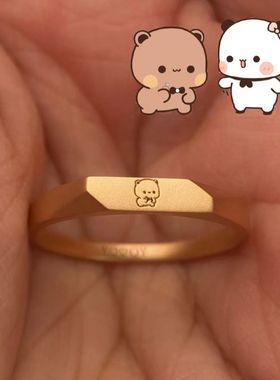 s925银一二爱布布戒指送女友礼物