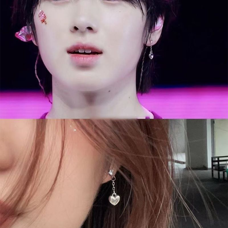 sakuya藤永咲哉同款爱心链条耳钉