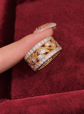 s925满钻镂空花藤戒指送女友礼物