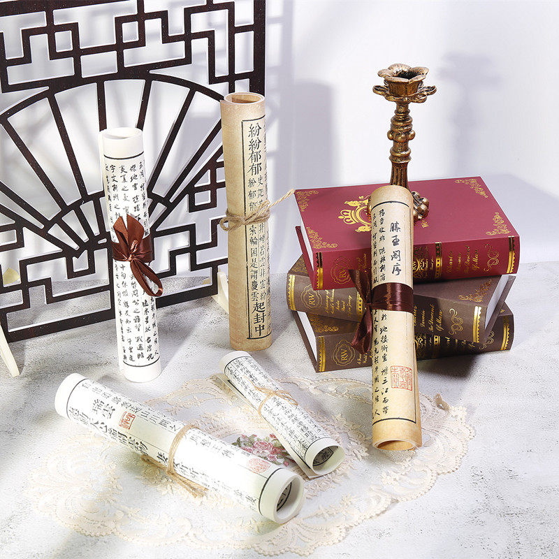 古风书法纸摄影道具背景展示柜书法卷书柜样板房装饰新中式摆件