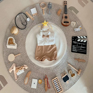 兔宝宝抓周用品道具套装一周岁礼地毯垫生日布置男孩女宝抓阄全套