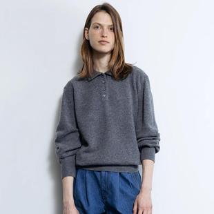 毛衣女秋冬2025新款慵懒风POLO领MOONDAL羊毛针织