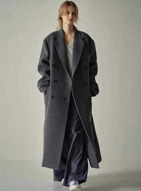 FACADE PATTERN极简羊毛大衣女秋冬新款西装领长袖中长款外套女装