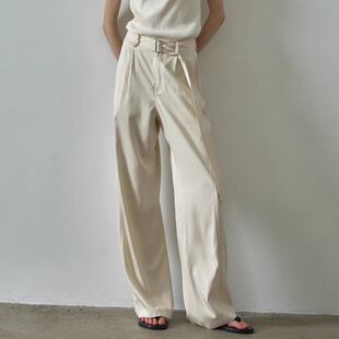 2025春夏季高腰系带直筒阔腿裤女facade pattern显瘦拖地休闲裤女