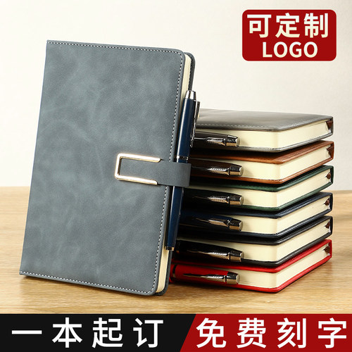 a5羊巴皮笔记本本子定制可印logo刻字商务办公会议记录本B5软皮工