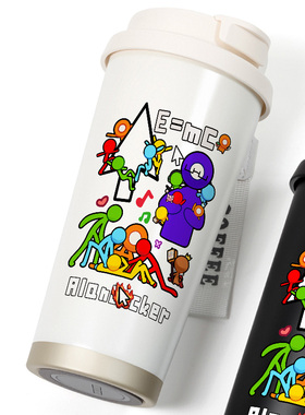 AB柴火柴人Alan动漫二次元五色组黄红蓝周边双饮水杯咖啡杯保温杯